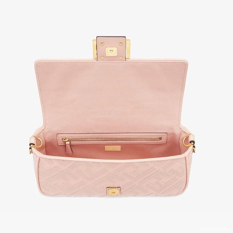 Affordable Medium FF Motif Canvas with Cut Strap Laser Baguette Bag Fendi Pink In 0712